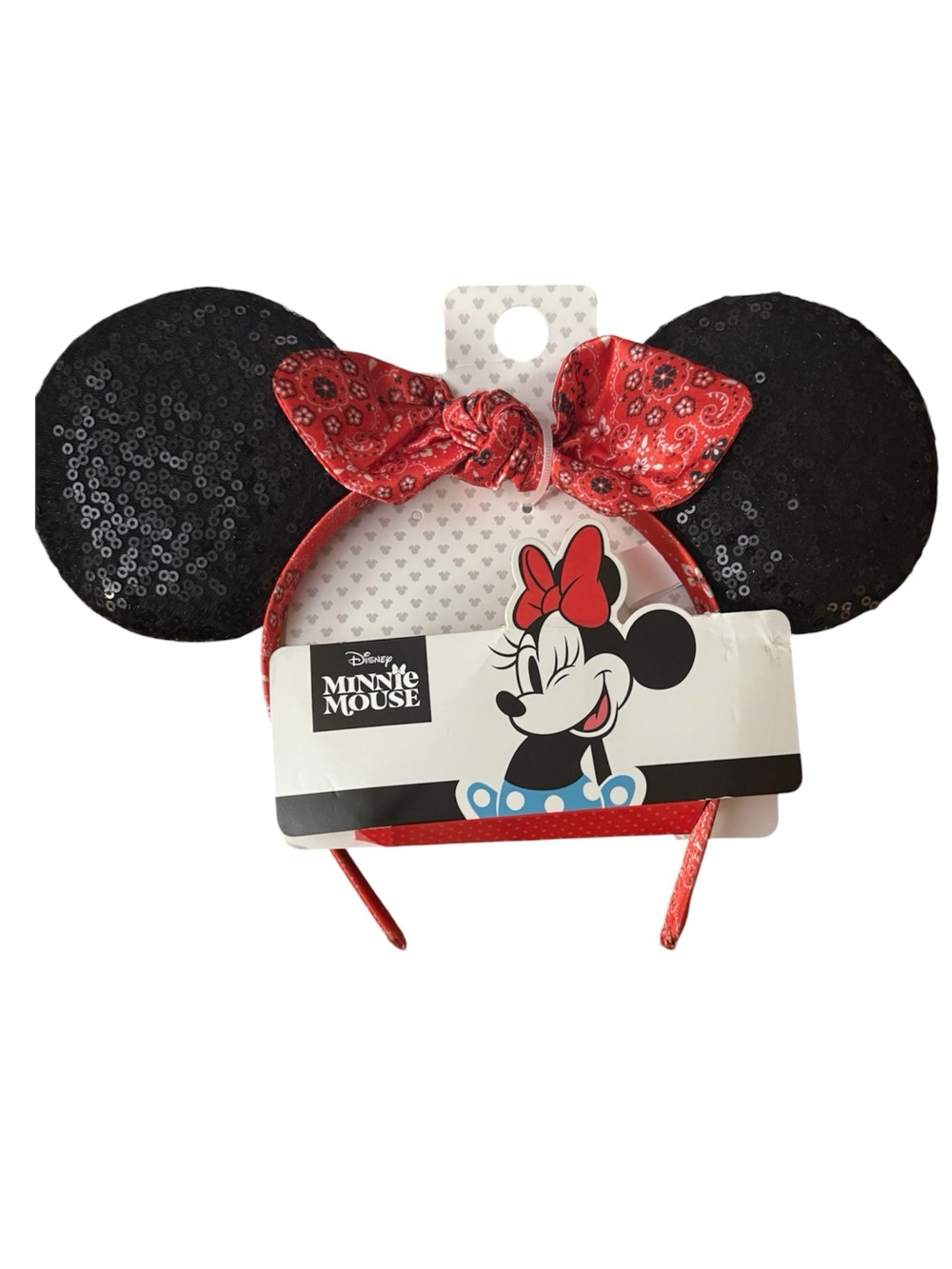 Disney Minnie Mouse Sequin Ear Headband with Red Bow